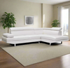 9782 - Leatherette Sectional  - White - Right or Left Chaise (Ottoman available)