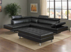 9782 - Leatherette Sectional  - Black - Right or Left Chaise (Ottoman available)