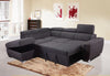1096 - Pull-out Sleeper Sectional with Storage Ottoman Grey