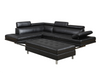 9782 - Leatherette Sectional  - Black - Right or Left Chaise (Ottoman available)
