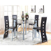 1770 - 5 Pieces Set - Echo Counter Height Table, Black & Clear Glass