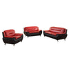 Polaris - Sofa Set Faux Leather - Red and Black